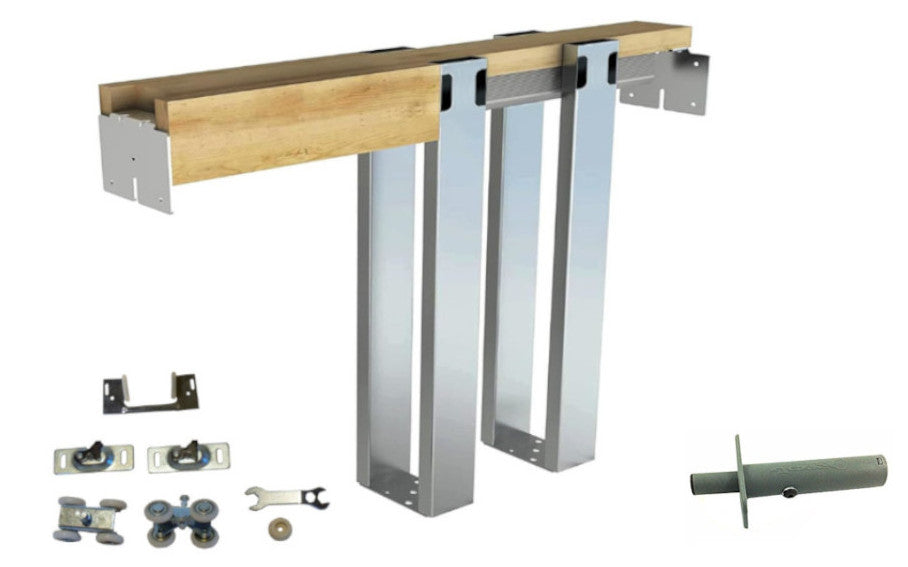 HBP- *" SINGLE-  2 x 6 - Pocket Door Frame Kit  with 4- Ball Bearing Hangers  with EZ CLOSER ( 80",  84", and 96" Heights )